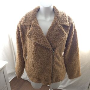 Forever 21 Cozy Tan Sherpa Moto Jacket